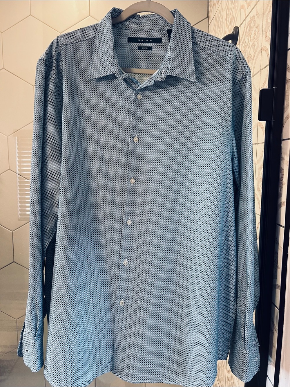 Perry Ellis Men's XL Stretch Dress Shirt -Baby Blue-